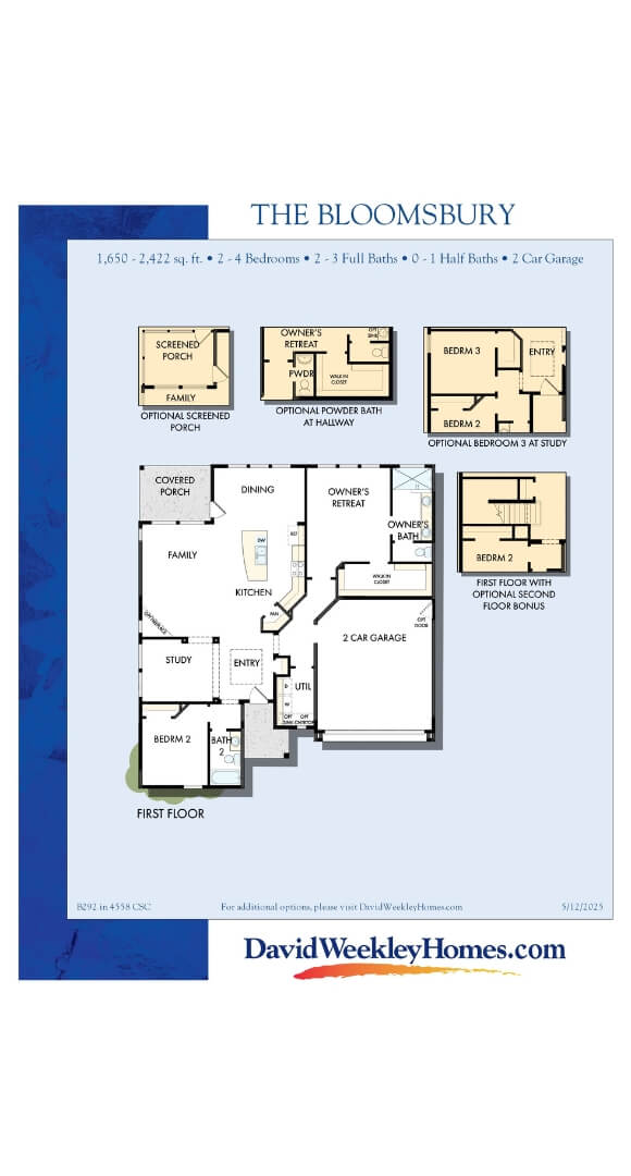 David Weekley Home Plan The Bloomsbury First Floor