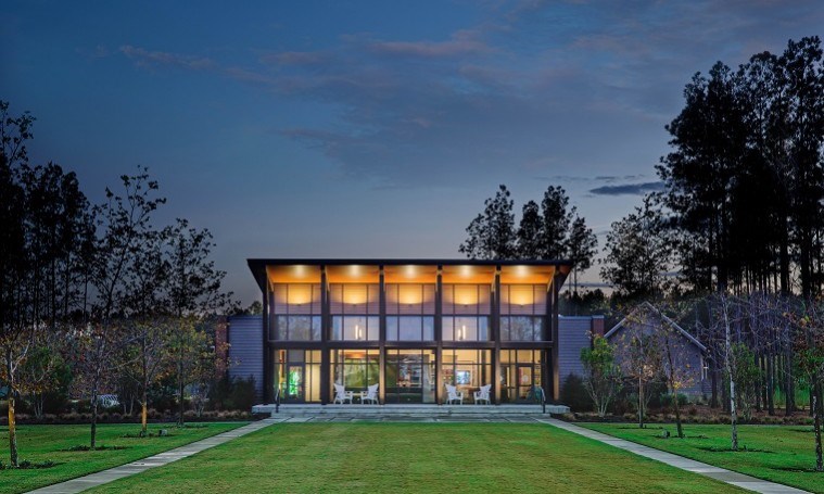 Nexton Greeting House at twilight