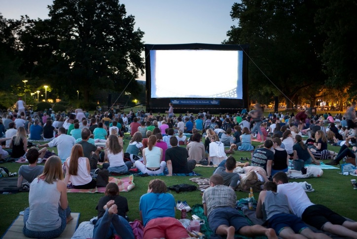 Outdoor movie night in Brown Family Park in Nexton