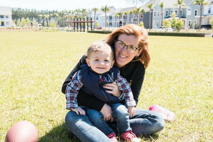 Mom and son in Nexton park.