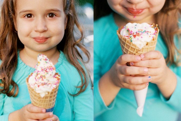 girl enjoying an ice cream cone