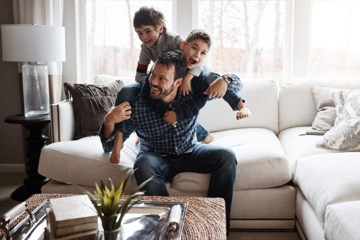 Dad playing with kids