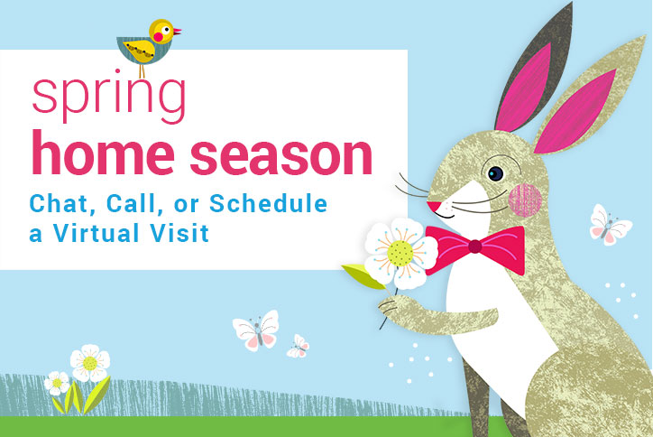 Spring Home Season banner with bunny