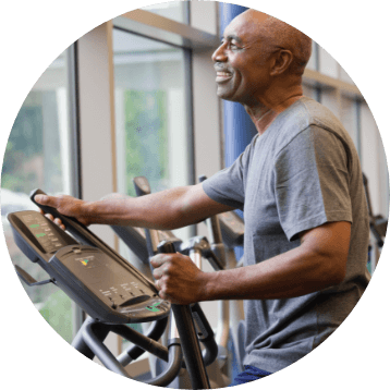 Man working out on a treadmill.