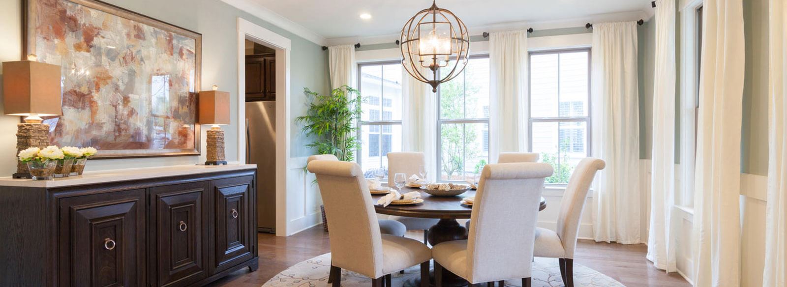 Formal dining room in Pulte model home in Nexton.