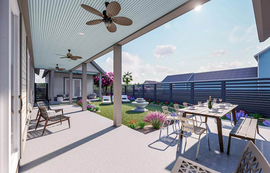 New Leaf Canella home plan patio