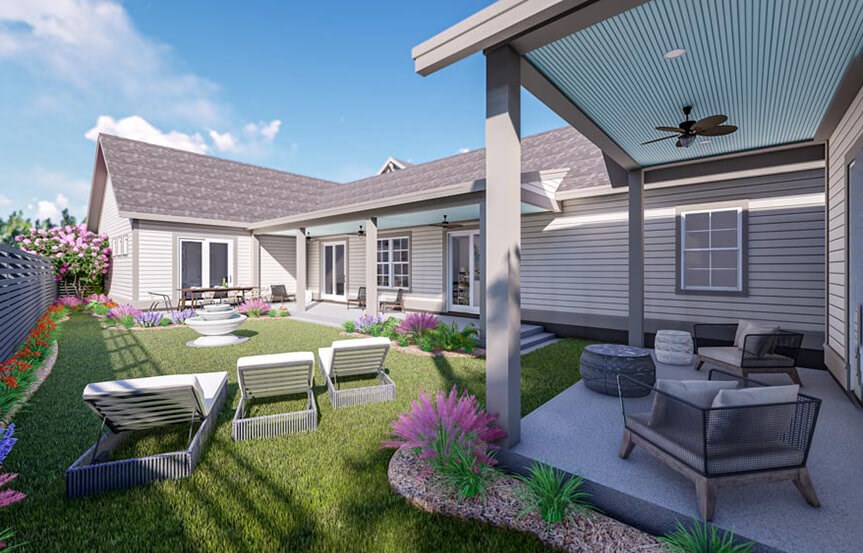 New Leaf Canella home plan courtyard