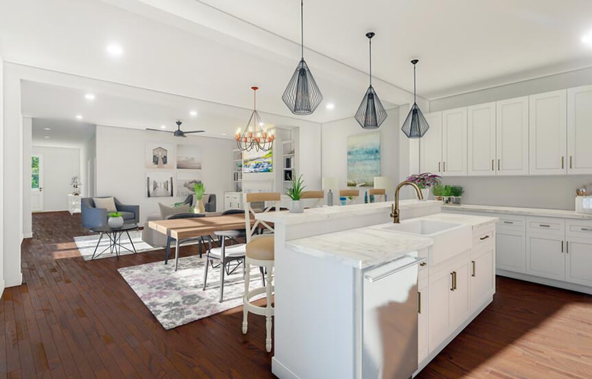 New Leaf Canella home plan rendering kitchen