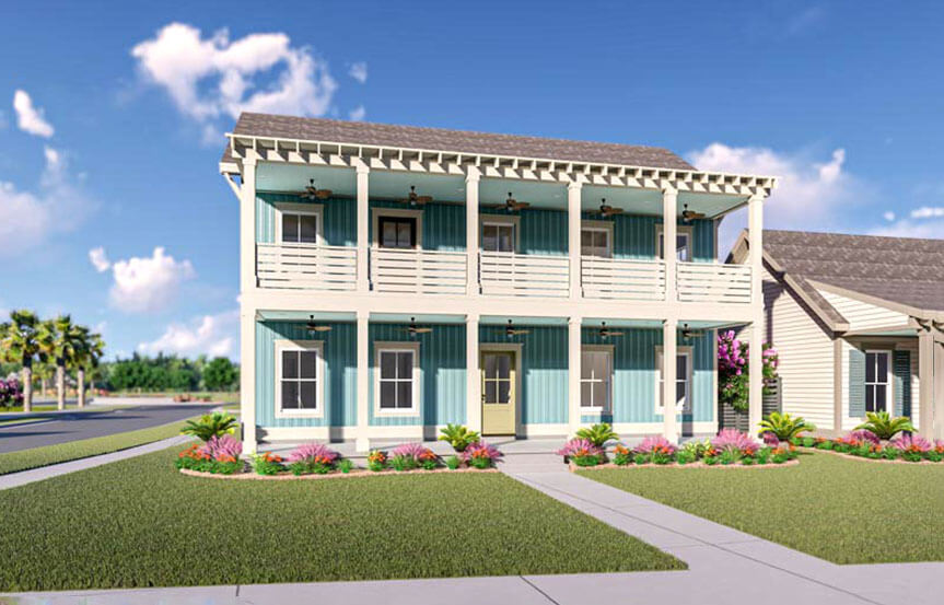 New Leaf Aneto model home bedroom rendering exterior