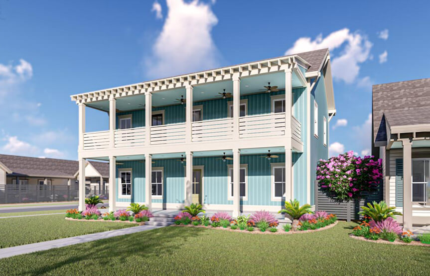 New Leaf Aneto model home bedroom rendering exterior