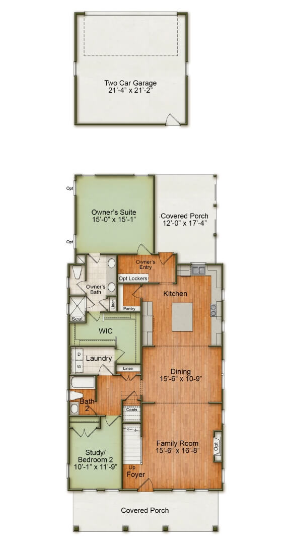 Aberdeen home plan first floor opt detached garage