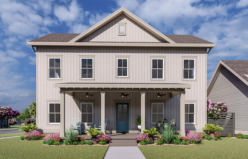 New Leaf Aneto model home bedroom rendering elevation B