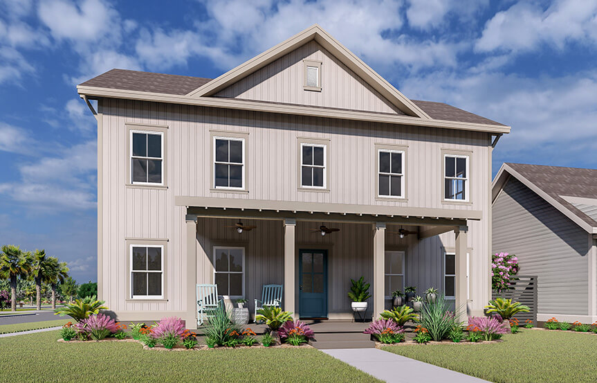 New Leaf Aneto model home bedroom rendering elevation B 2