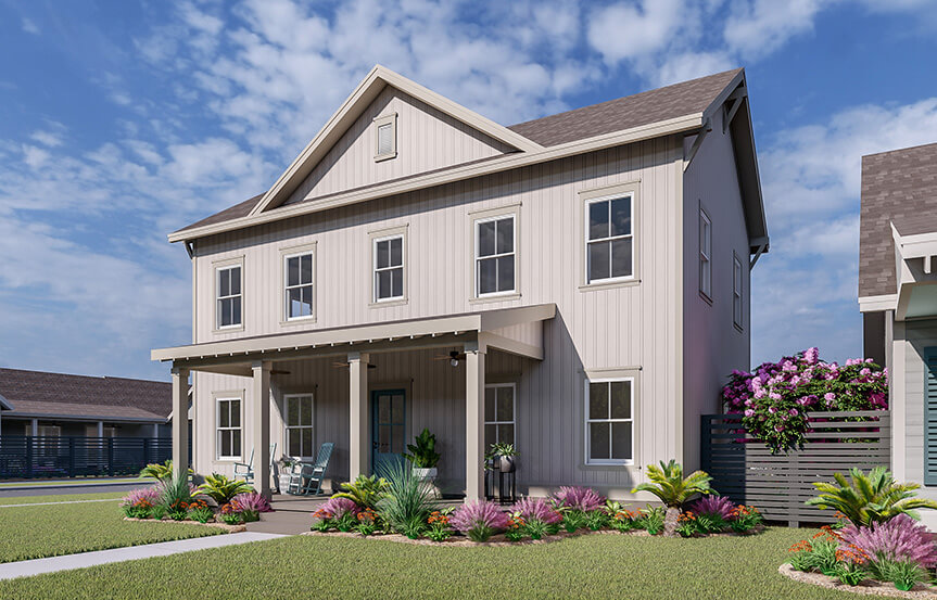 New Leaf Aneto model home bedroom rendering elevation B 3