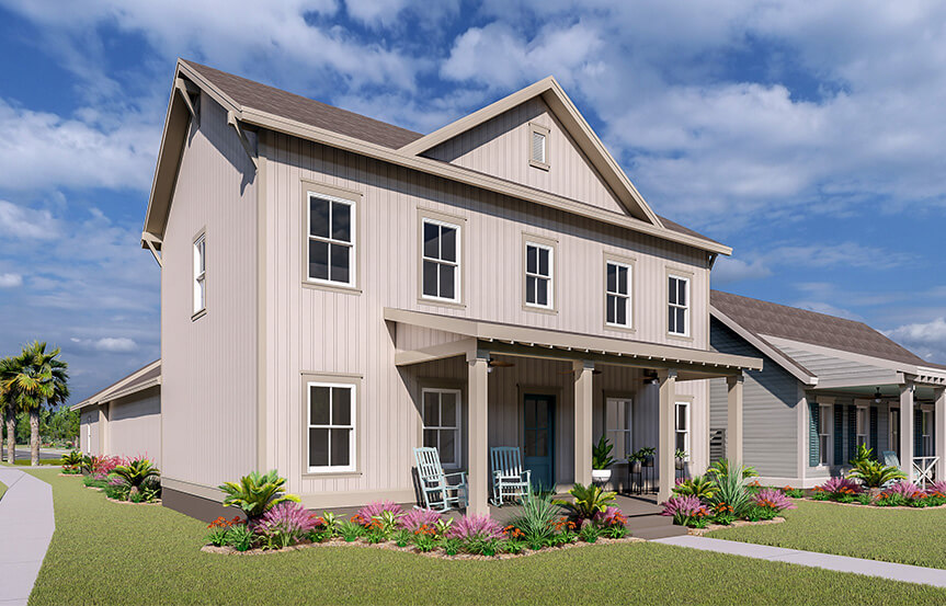 New Leaf Aneto model home bedroom rendering elevation B 4