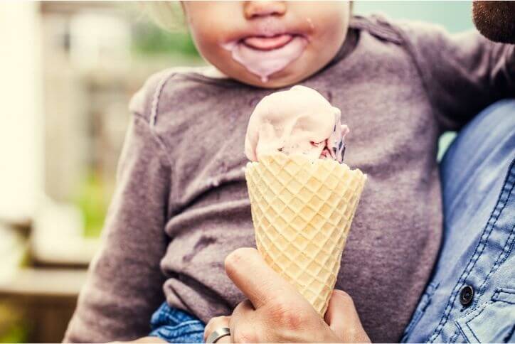 Child with ice cream cone.