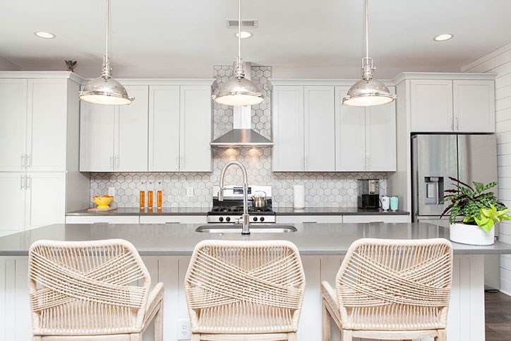 Kitchen island in model home