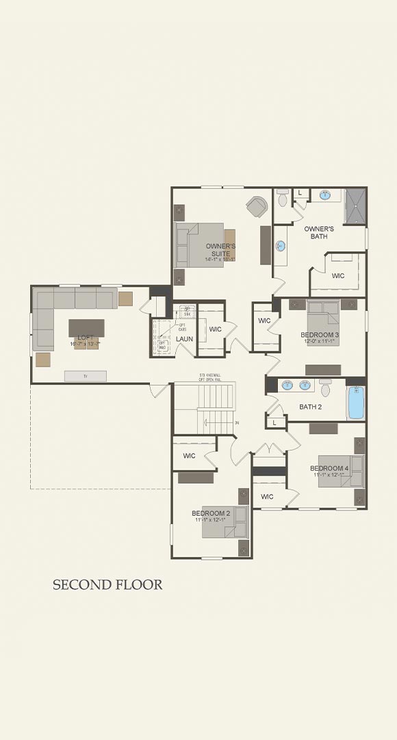 Northridge by Pulte second floor home plan