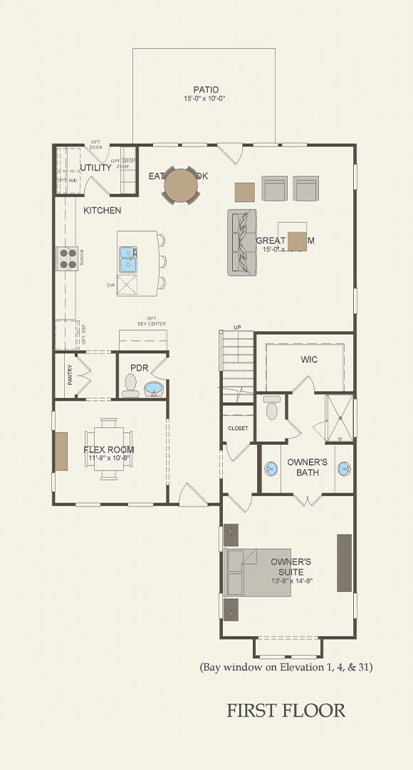 Poplar by Pulte first floor home plan