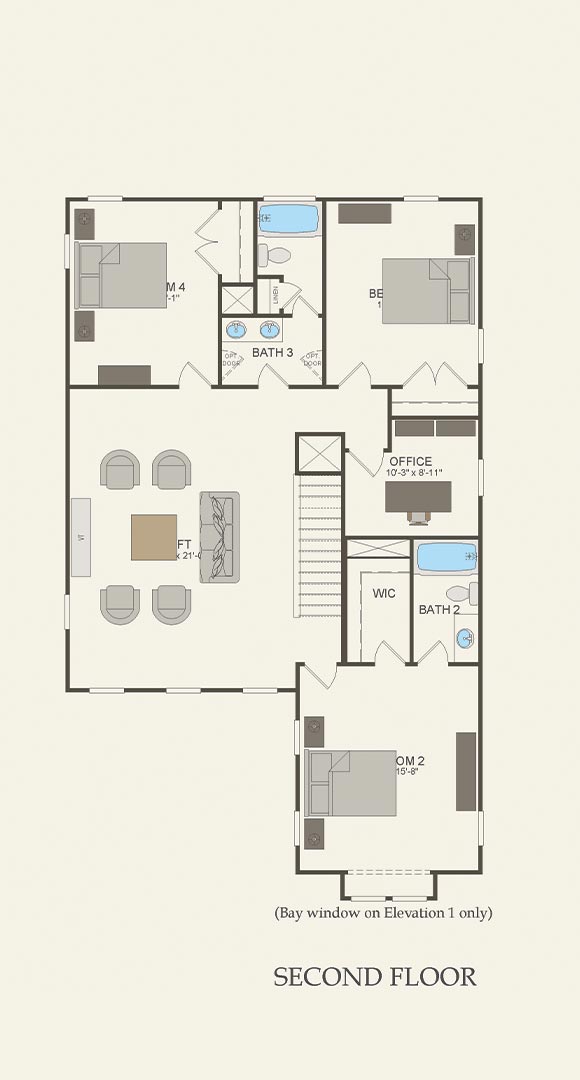 Poplar by Pulte second floor home plan