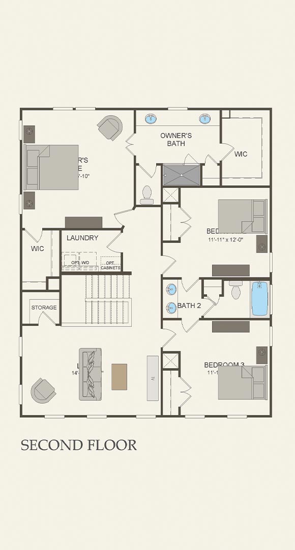 Primrose by Pulte second floor home plan