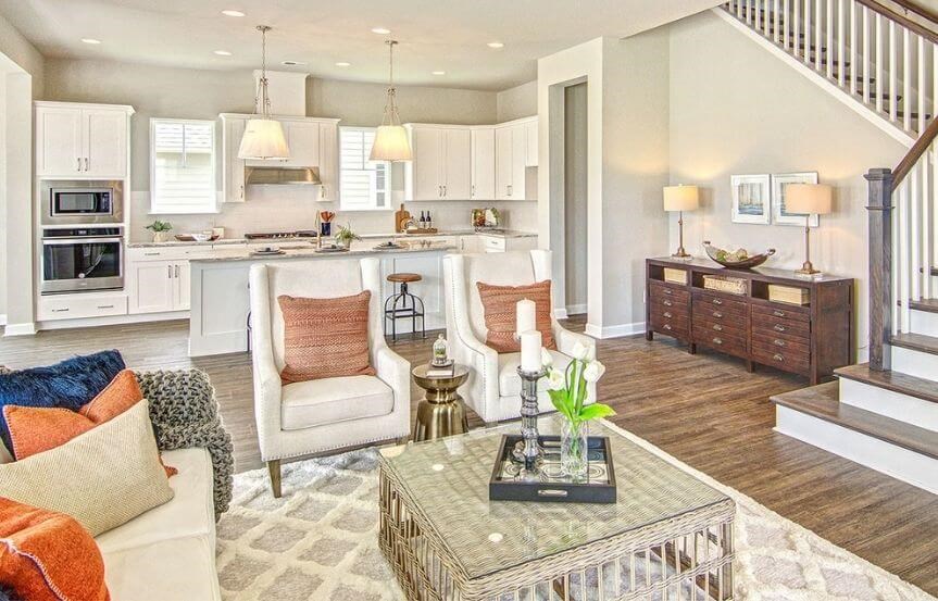 Ashton Woods Shepard home plan living room into kitchen