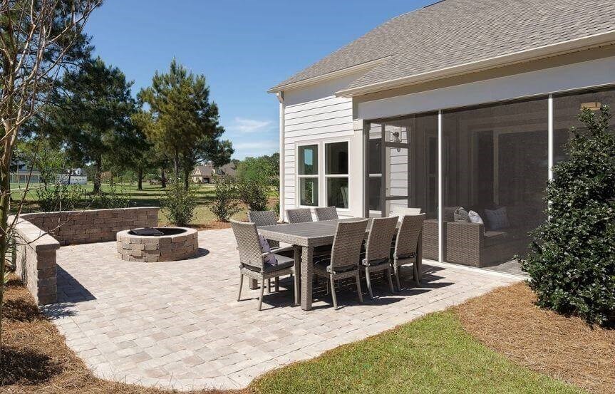 Del Webb Dunwoody Way home plan back patio with fire pit