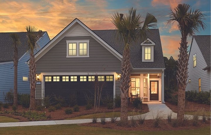 Del Webb Taft Street model home plan twilight exterior image