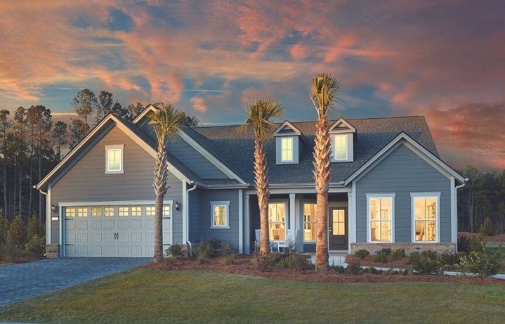 Del Webb Sonoma Cove model home plan twilight exterior image