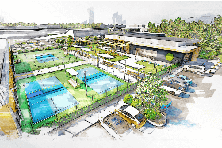 Rendering of pickle ball courts