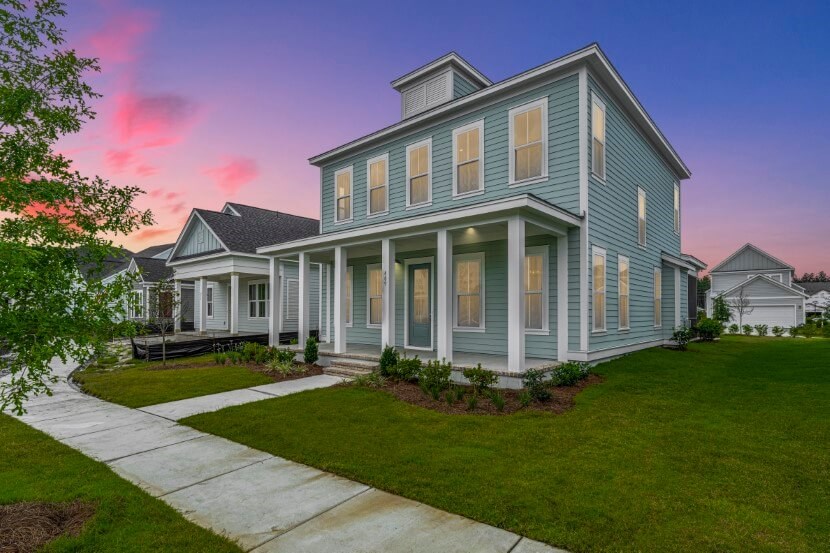 Homes By Dickerson Mansfield home plan exterior twilight image