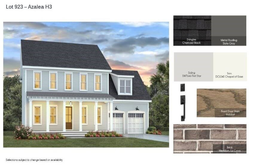 Homes By Dickerson Lot 923 Azalea home plan exterior selections