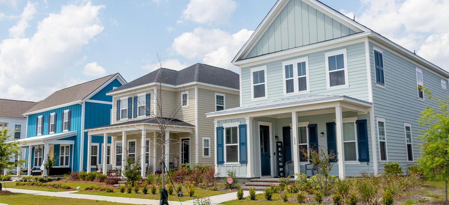 Streetscape of homes in Nexton
