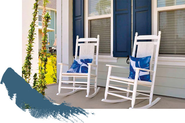 Front porch with rocking chairs in Nexton