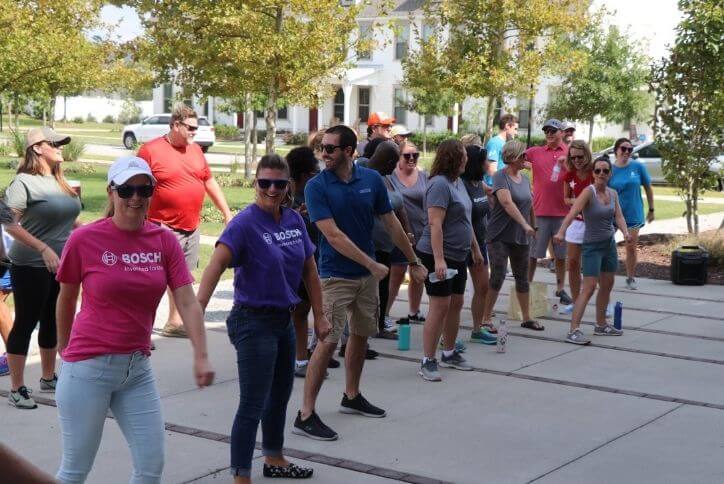 Group doing team-building excercises