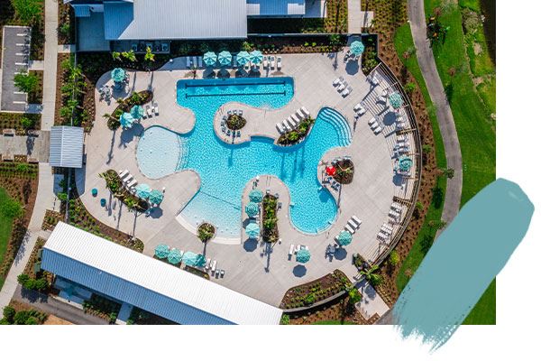 Aerial view of pool at the Midtown Club in Nexton