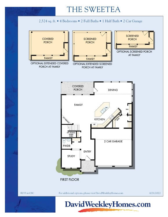 David Weekley The Sweetea home plan first floor