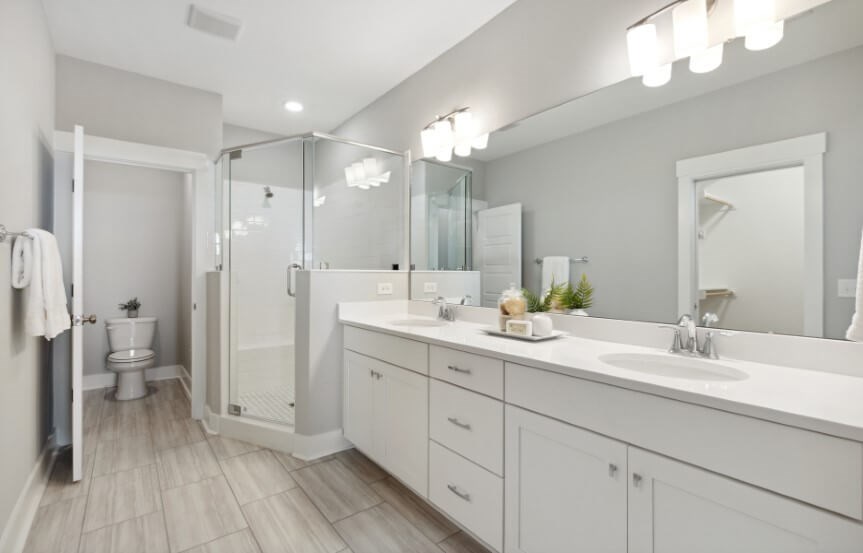 Homes By Dickerson Bellflower spec townhome 9124 Owner's Suite Bathroom
