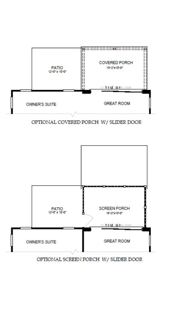 Pulte Homes Sweetgrass home plan Optional Porch with Slider