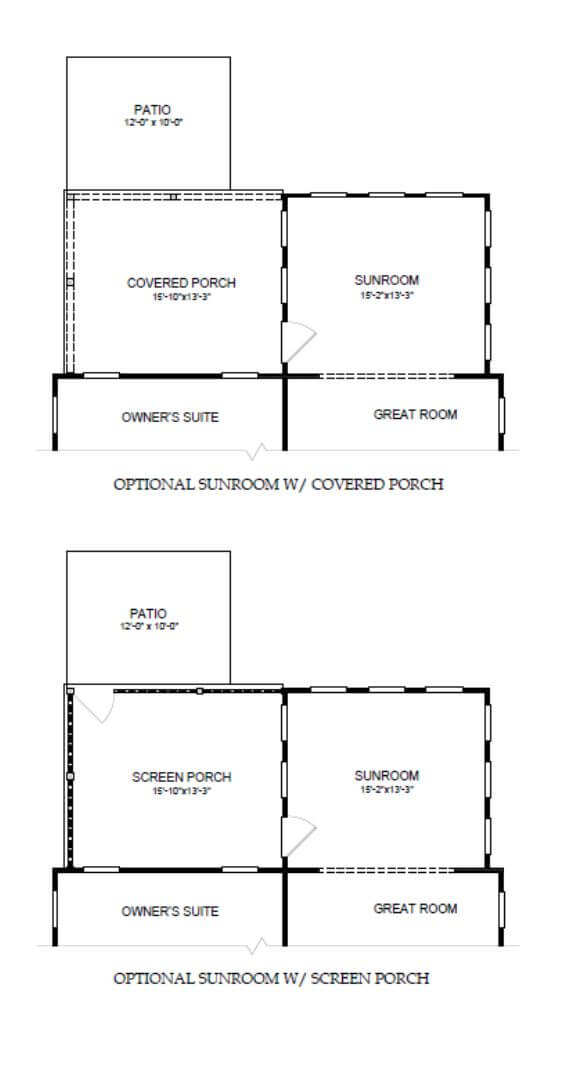 Pulte Homes Sweetgrass home plan Optional Sunroom with Porch