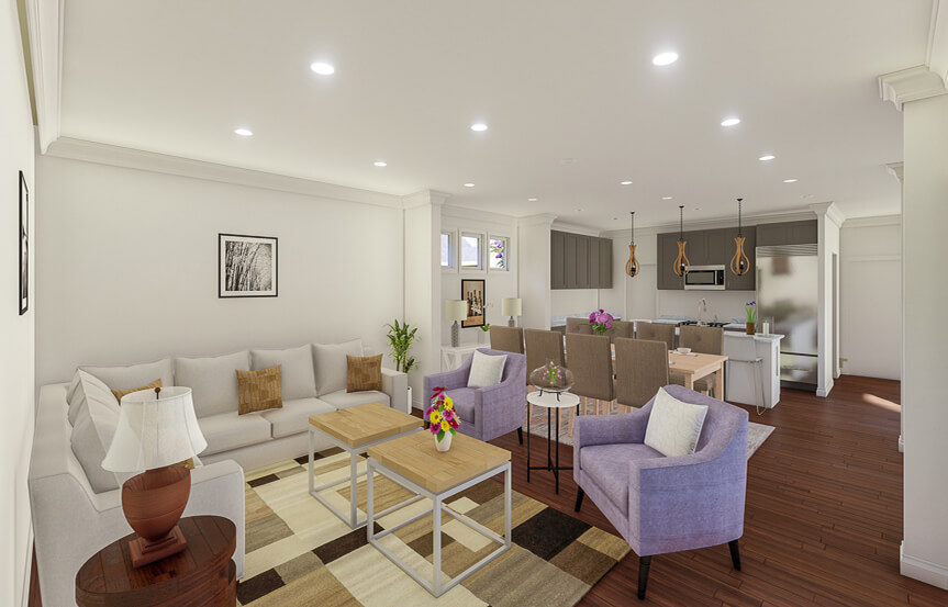 New Leaf Hortus home plan Interior gathering area