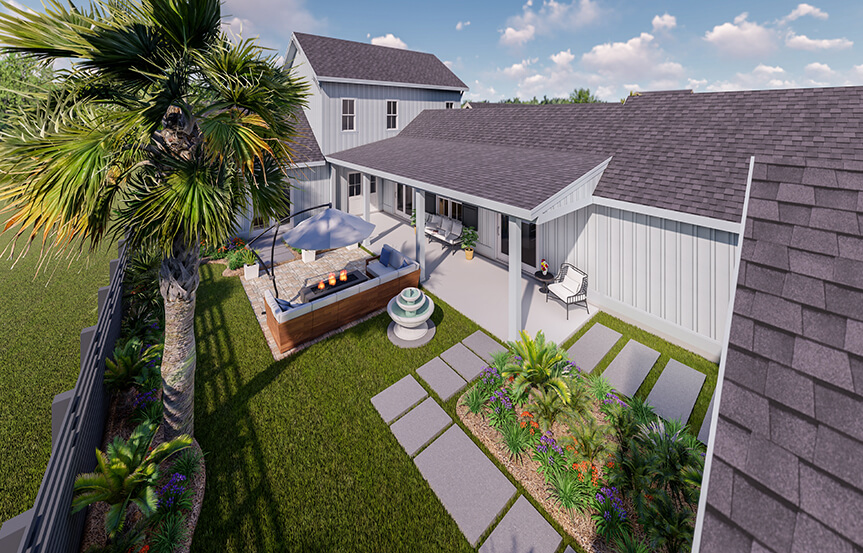 New Leaf Hortus II home plan Courtyard Exterior