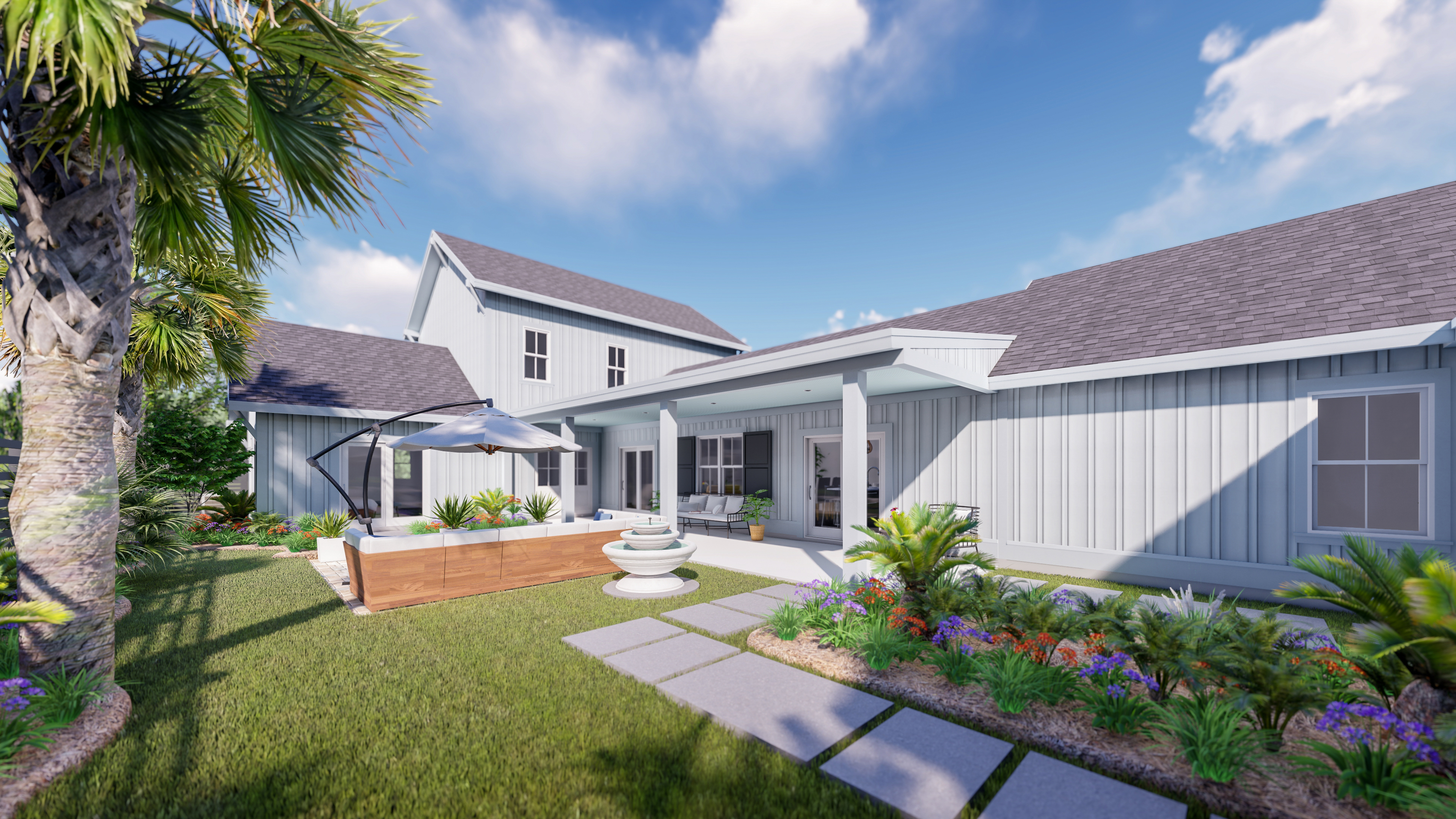 New Leaf Hortus II home plan Courtyard Exterior