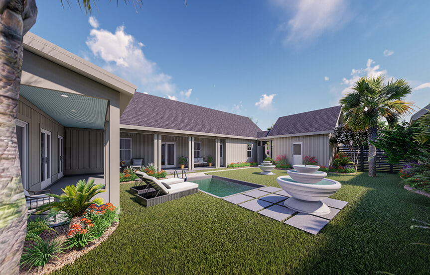 New Leaf Terrace home plan Courtyard Exterior