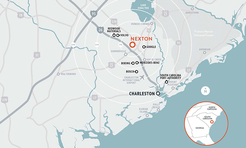 Regional map of Nexton community
