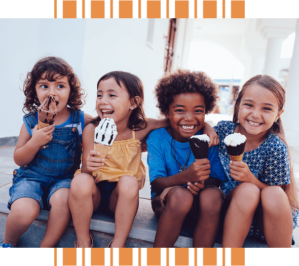 Kids eating ice cream