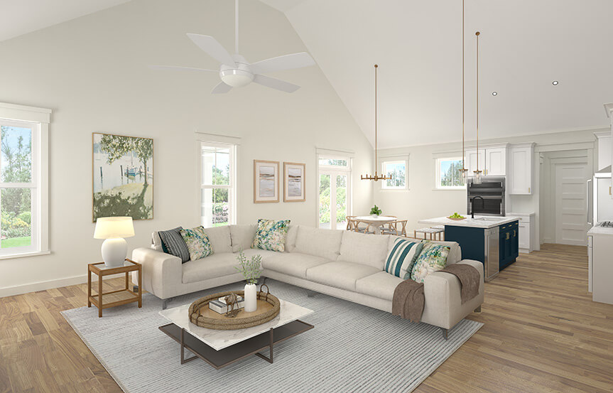 Brookfield Residential Cordova Spec Home Plan Lot 1657 Living Room And Kitchen