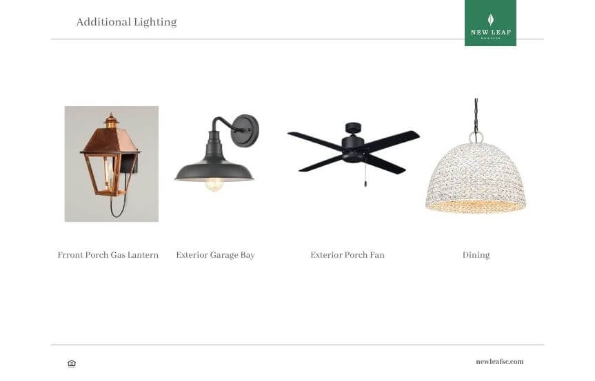 New Leaf Hyde Spec Home Lot 1619 Lighting Lookbook